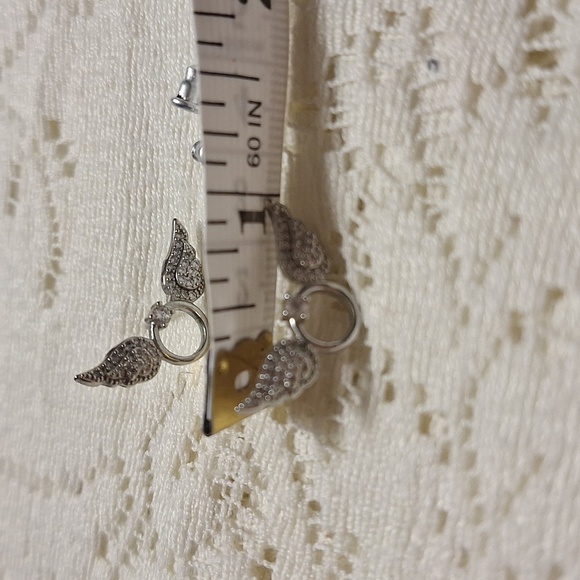 Woman's Sterling Silver Angel Wings Earrings - Picture 5 of 5
